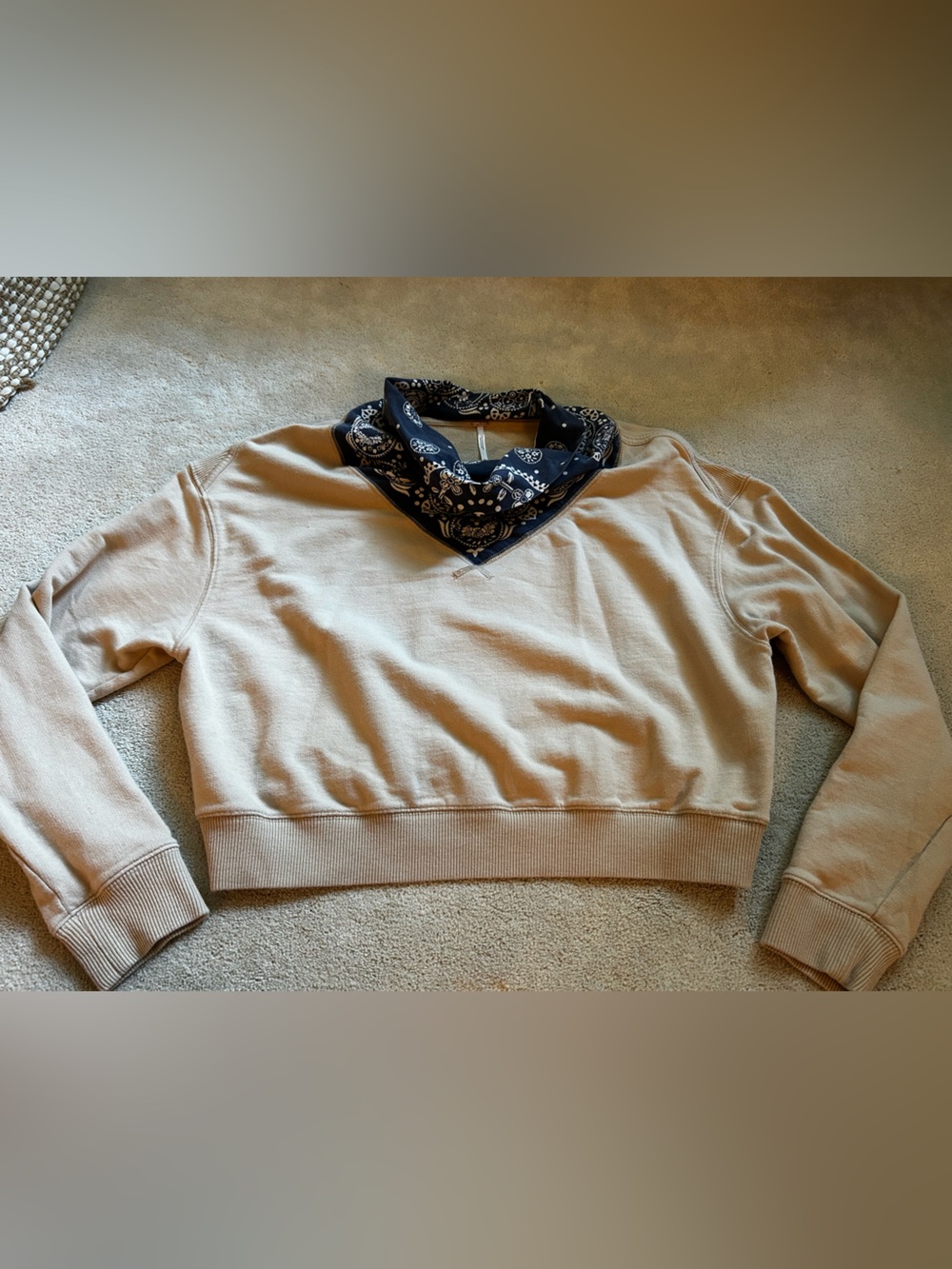 Free People Cropped Crewneck Bandana Sweatshirt XS